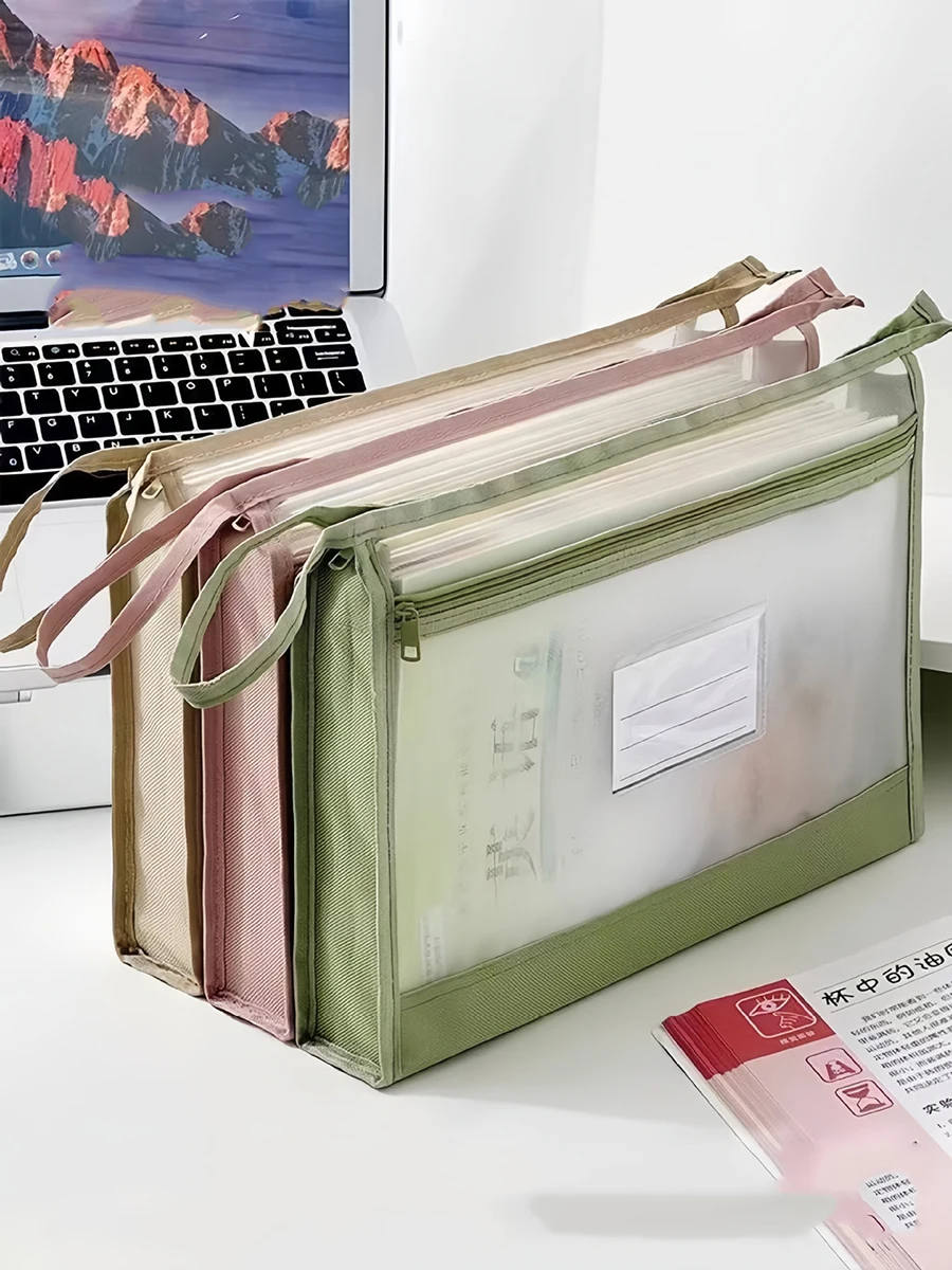 Large A4 mesh storage bag Clear Mesh Organiser Double Zip Spacious Portable Handmade Storage Bag