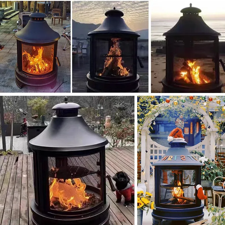 Outdoor Garden Retro BBQ Firewood Stove Bonfire Heater Pit Grill Charcoal Burner Wood Fired Warm Gathering Set for Courtyard