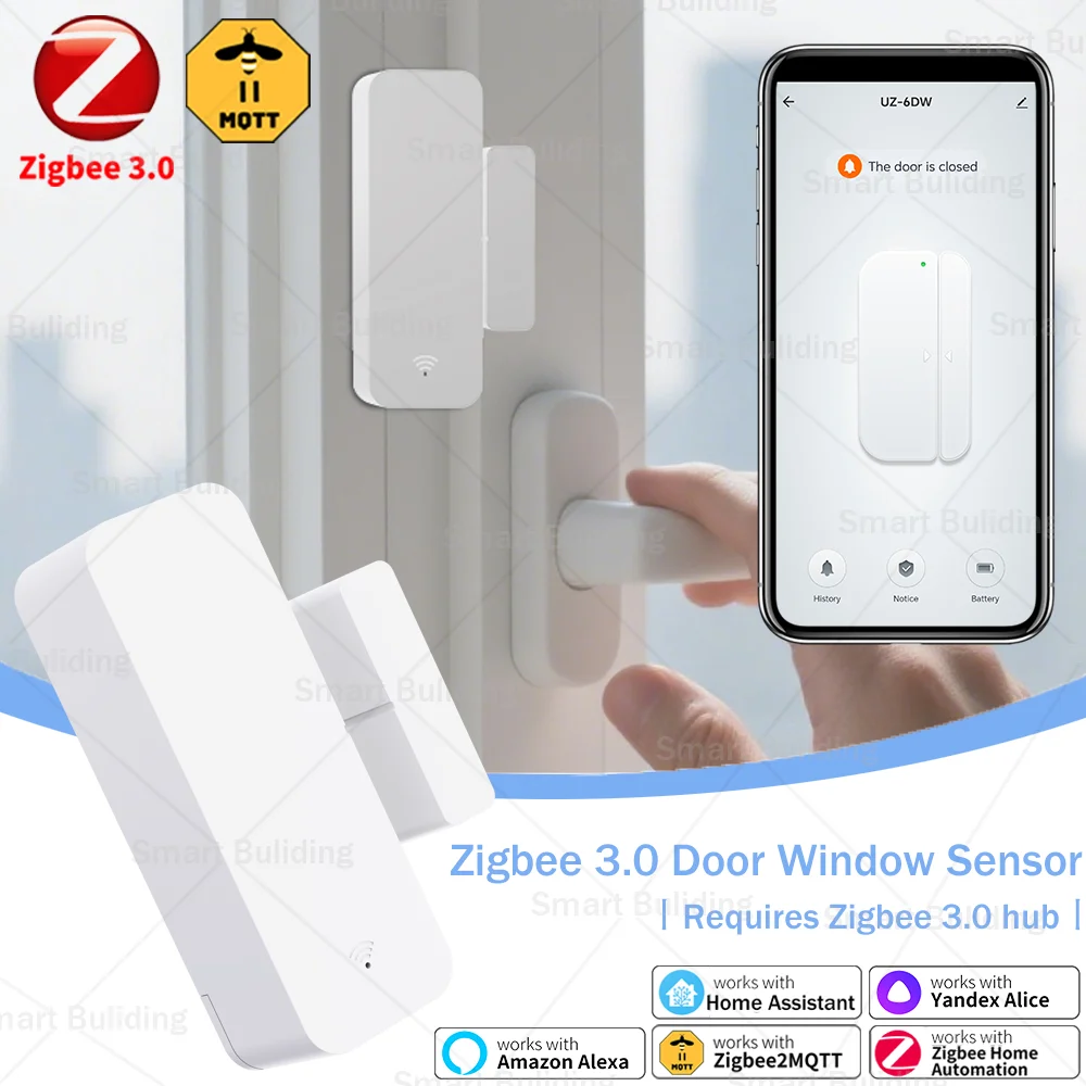 Zigbee 3.0 도어 윈도우 센서 접촉 센서에는 Zigbee3.0 허브가 필요합니다. 홈 어시스턴트와 함께 작동합니다. Yandex Alexa는 Zigbee2MQTT를 지원합니다.