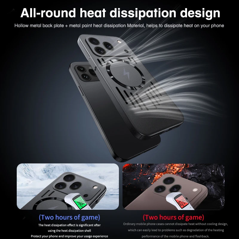 Sleek Cooling Phone Case with Shockproof Magnetic Wireless Charging Capability