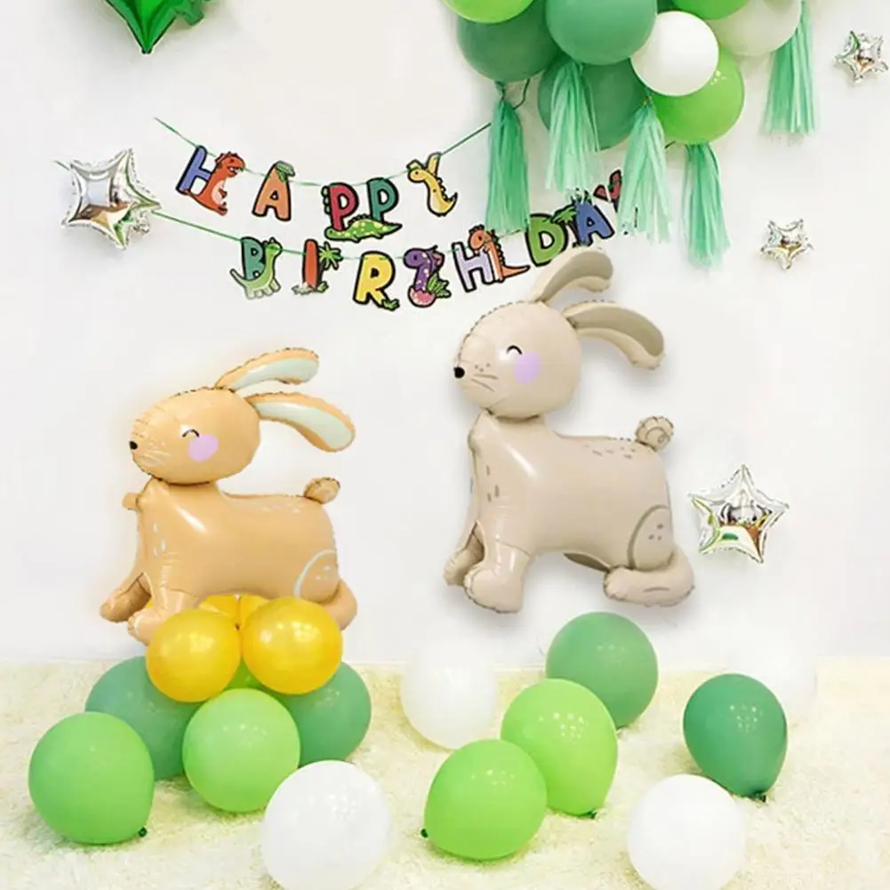 Rabbit Balloon Party Themed Scene Lovely Cartoon Animal Inflatable Toy Ornament 4D Standing Easter Bunny Aluminum Foil Decor