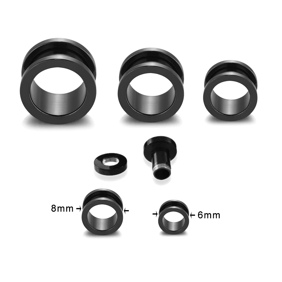 Piercing Jewelry,Ear Piercing Jewelry,Metal Jewelry,Body Piercing Jewelry,Body Jewelry 2Pcs/lot Stainless Steel Ear Plugs Tunnels for Ear Piercing 1.2-30MM Screw Back Flesh Stretchers Expander Gauge Piercings