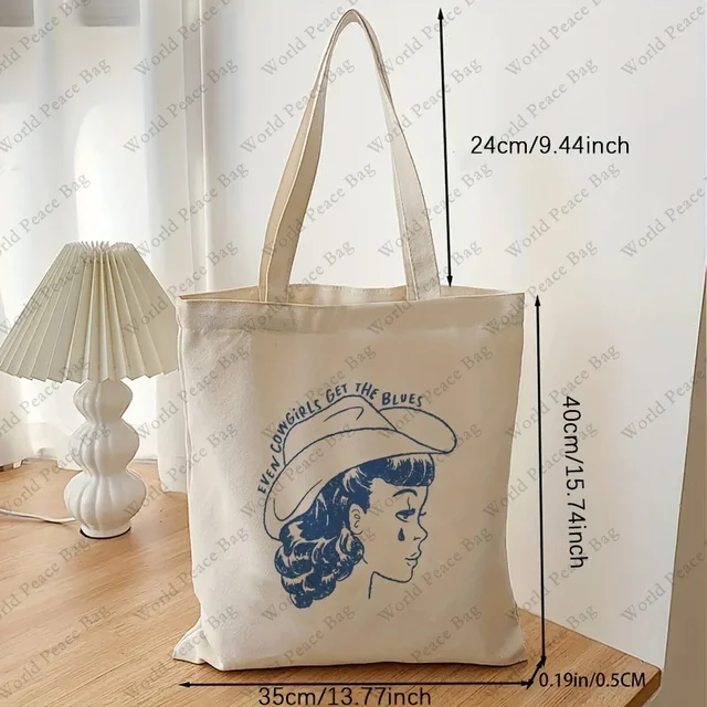 Even Cowgirls Get The Blues bolso de compras de lona, bolso de hombro portátil, bolso de mano de gran capacidad de moda para la vida diaria, 1pc - Imagen 2