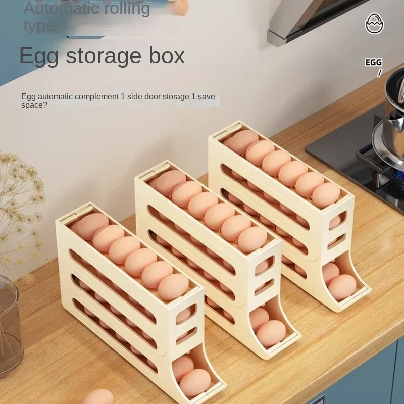 Sliding Egg Storage Container Convenient Automatic Rolling Holder Storage Box Fridge Kitchen Space Saver with Shockproof Design 2