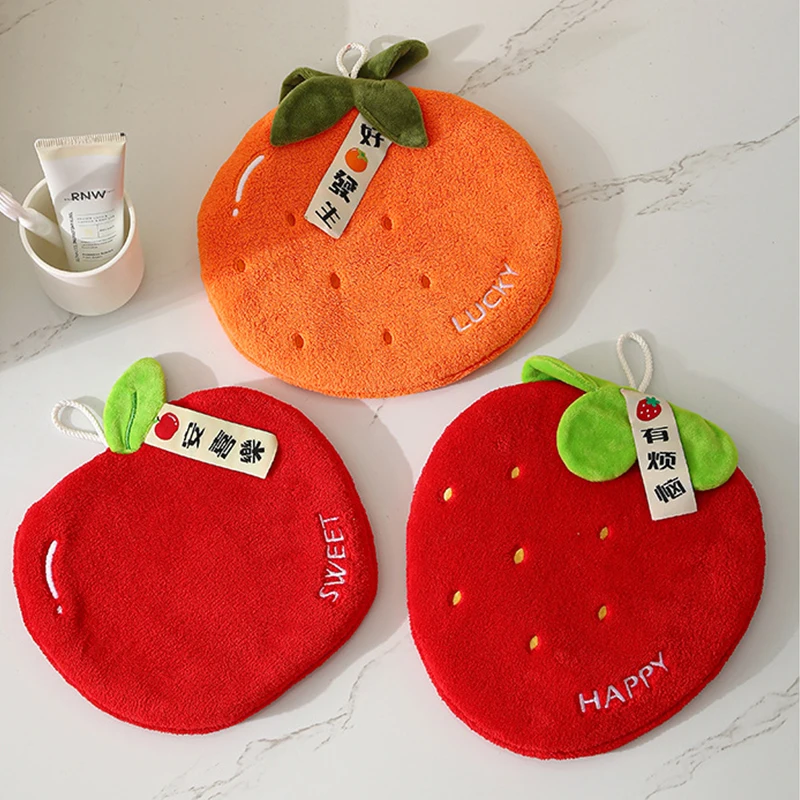 Cute Hanging Hand Towel Coral Fleece Absorbent Towel Kitchen Cleaning Cloth Bathroom Quick Drying Square Towel Home Hand Towel 4