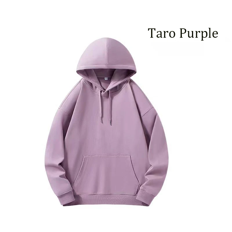 

Autumn Hoodies Women Men 300g Fabric Minimalist Solid Basic Oversize Sweatshirts Quality Jogger Women Purple Pullovers 2023