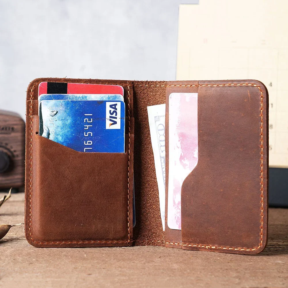 100% Leather Handmade Wallet for Credit Card Holder and Credential Holder Multi Slot Slim Mens Card Holders