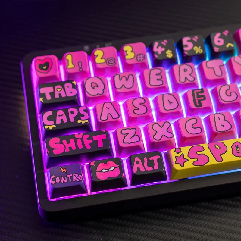 Echome-letras Grandes Keycaps Dye Subbed Keycaps Design Original Teclado Mecânico Graffiti Perfil Mda 130 Chaves Pbt - Imagem 6