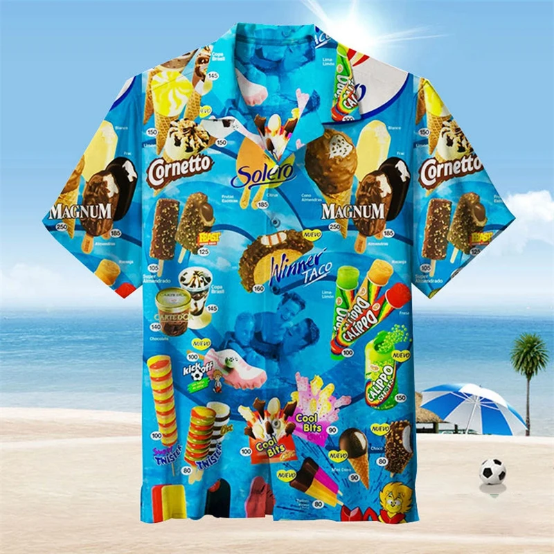 thumbnail image 1 of Camisa hawaiana 2024 para hombre, camiseta de verano con helado, camisetas de manga corta con estampado hawaiano, camisetas casuales de diseño original, ropa para hombre, 1 of 4