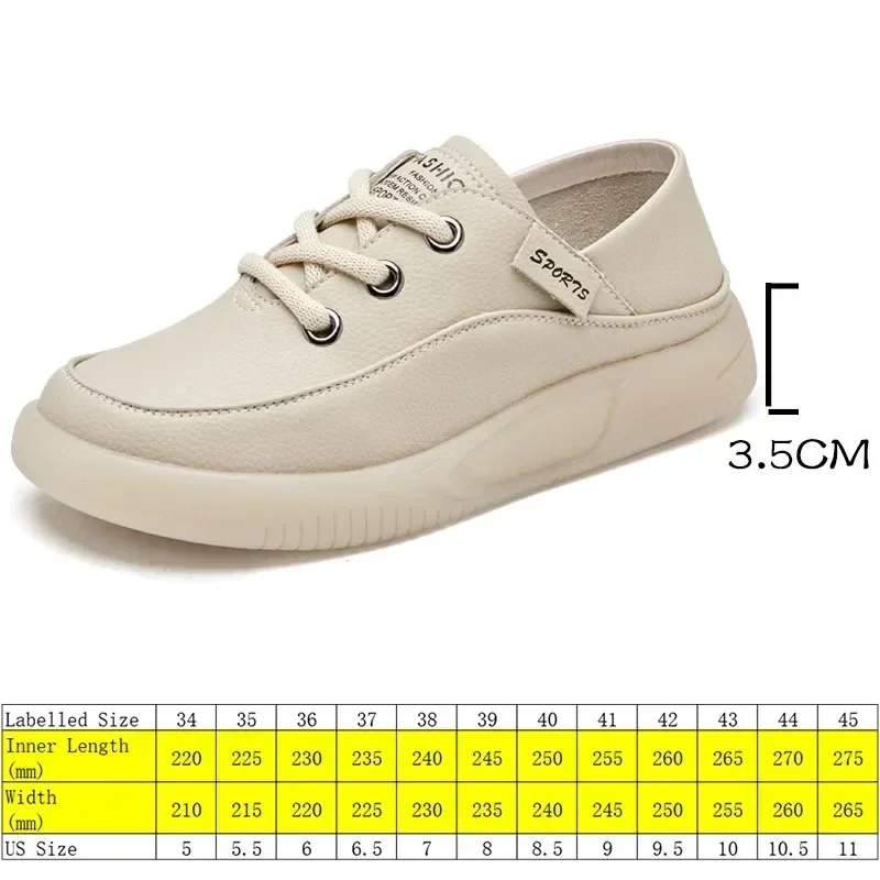 Koznoy 3.5cm Cow Genuine Leather Women Flats Fall Vulcanize Chunky Sneaker Loafer High Brand Platform Slippers Autumn Shoes 3