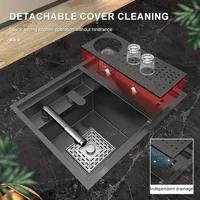 Hidden Sink Cup Washer Stainless Steel Kitchen Sink Small Bar Single Slot Touring Car Wash Basin With Cover Plate Apartment 2