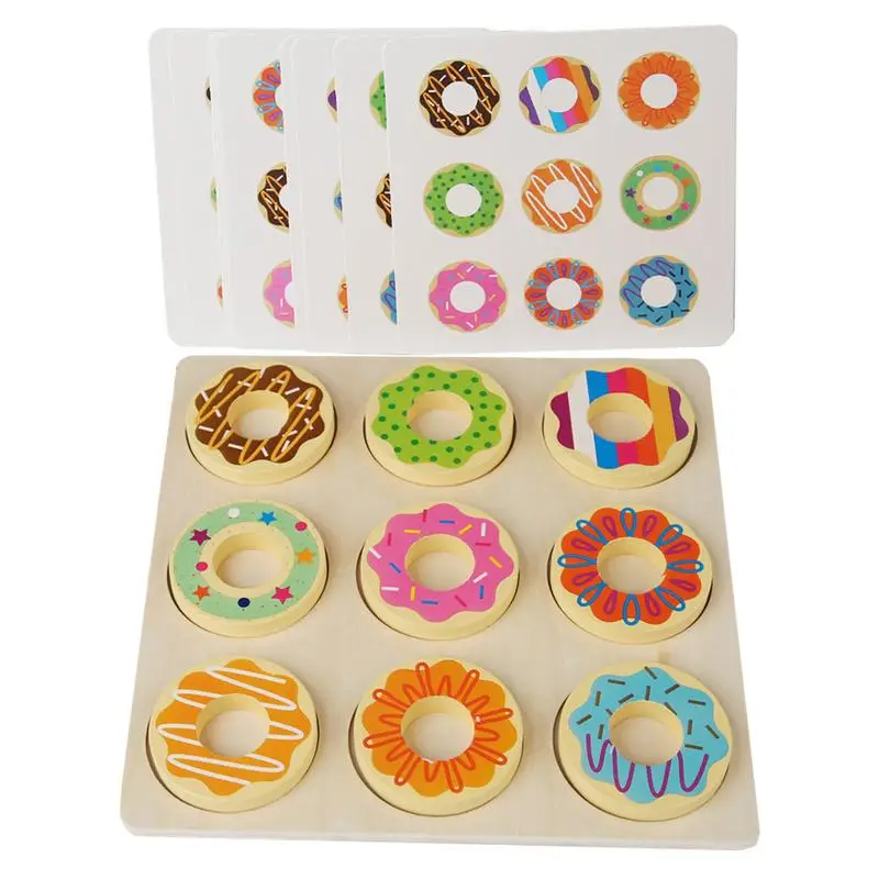 

Wooden Donut Toy Shape Matching Early Educational Games Toys Montessori Food Set Matching Wood Sensory Toys For Children Gift