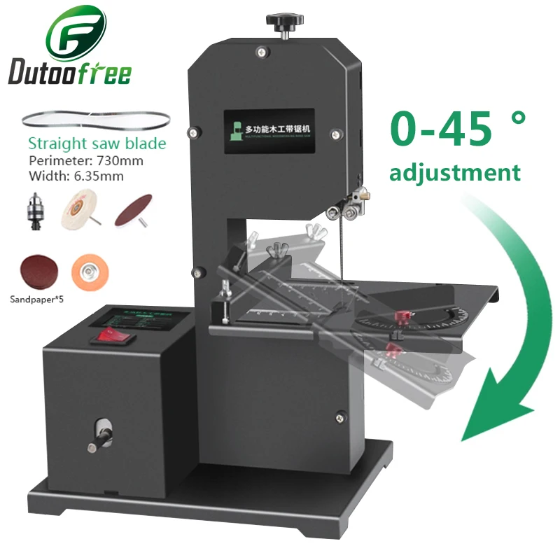 

220V 800W Small Household Vertical Woodworking Band Saw Wire Saw Slitting Machine Curve Saw Metal Saw Table Sawing Machine