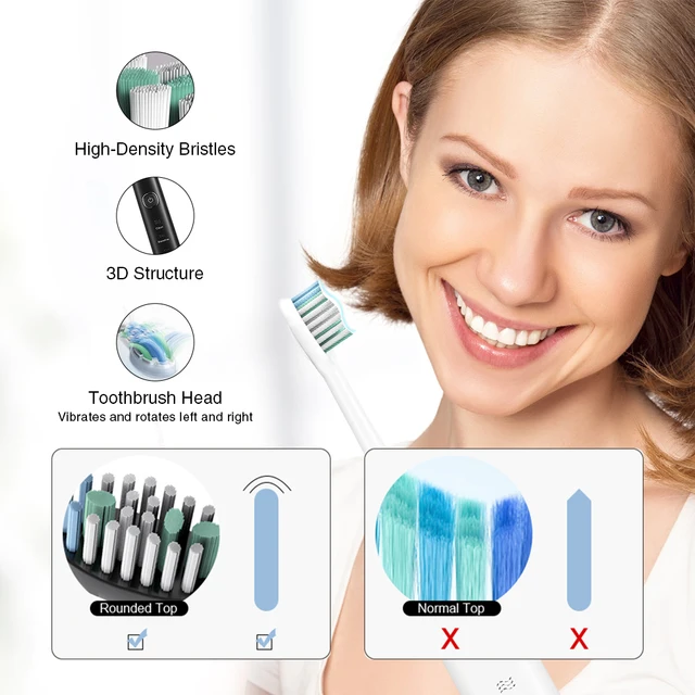 Electric Rotating Toothbrush Deep Clean Whitening Teeth for Adult Ultrasonic Toothbrush with 8pcs Refill Replacement Heads 2