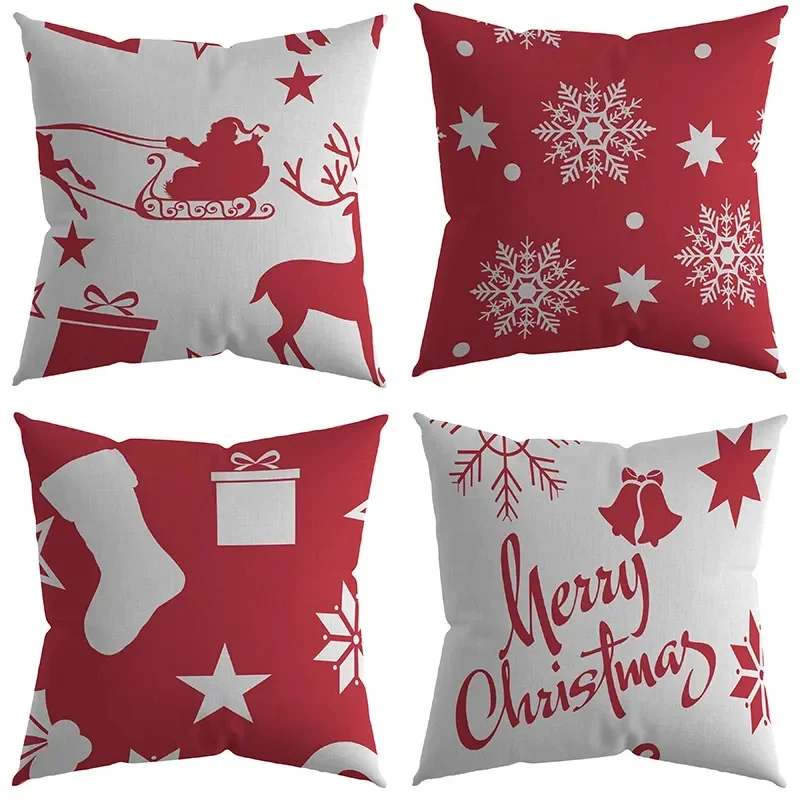 

Christmas Red Pillowcase 45x45cm Office Decor Snowflake Pattern Cover Sofa Text Gift Cushion Covers Party Decor Gift DF1782