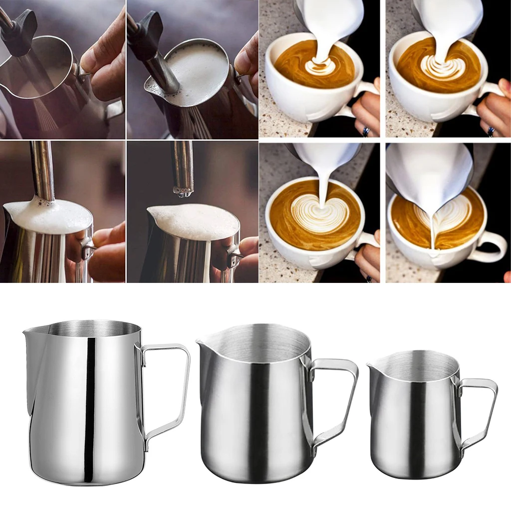 150/350/600/1000ml Stainless Steel Coffee Pot Latte Cup Latte Milk Jug Cup  Kitchen Bar Tool Accessories