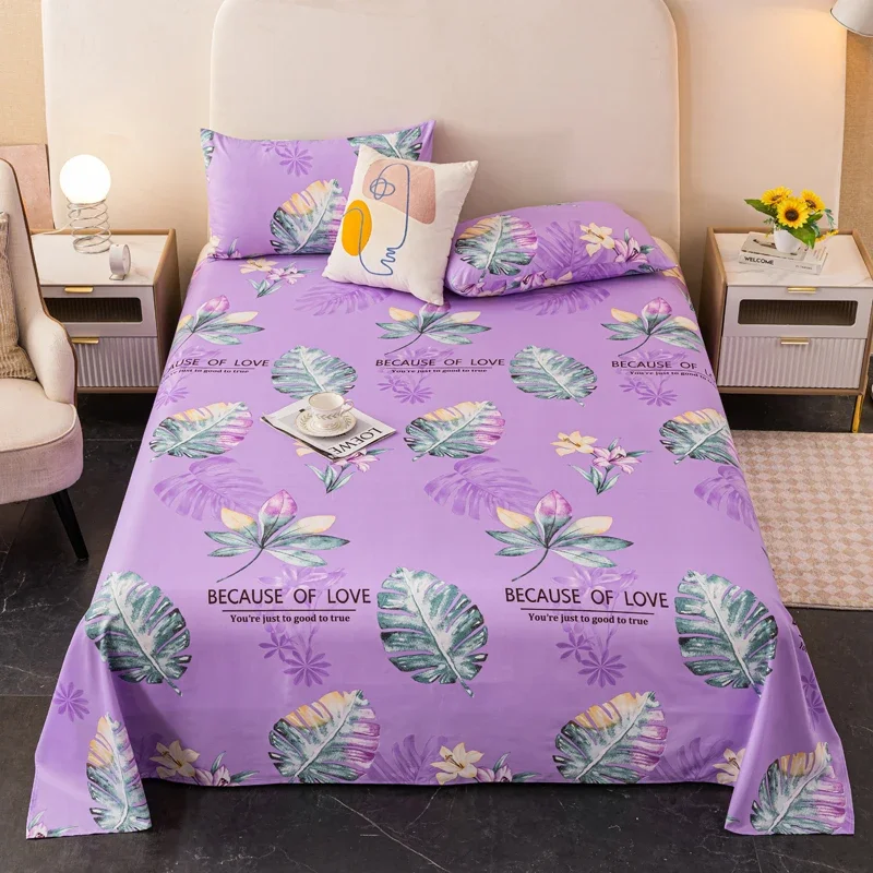 Botanical Floral Bed Sheet Set Tropical Monstera Leaves Print Flat Sheet & 2 Pillowcases Soft Comfortable Microfiber Bed Cover 1