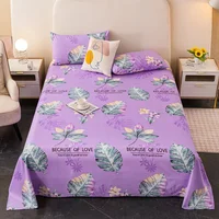 Botanical Floral Bed Sheet Set Tropical Monstera Leaves Print Flat Sheet & 2 Pillowcases Soft Comfortable Microfiber Bed Cover 1
