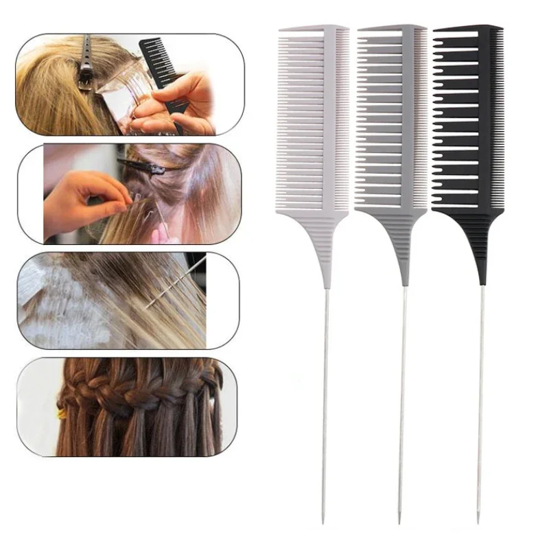 

3 Pack Hair Styling Comb Tip Tail Comb Set Dyeing Partition Highlight Braid Cutting Comb Tip Tail Hair Accessories