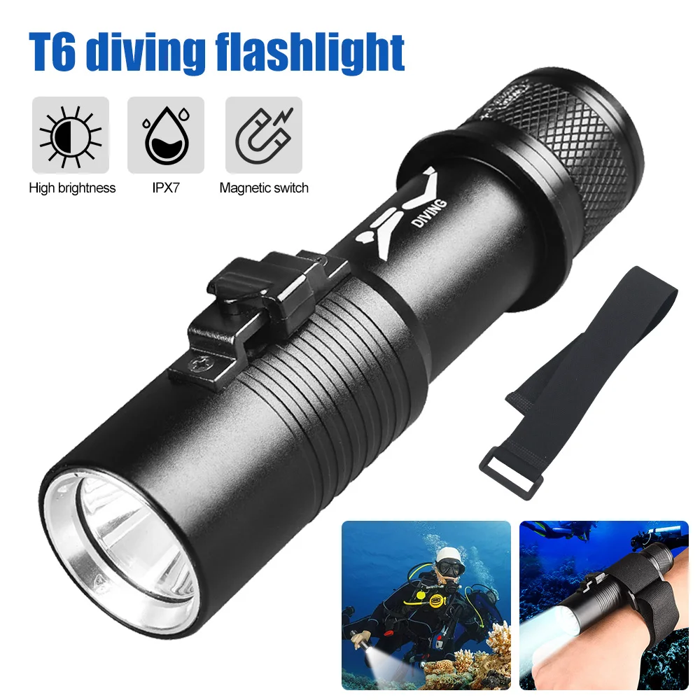 

Scuba Diving Flashlight IPX7 Waterproof Grade Professional 200M Underwater Torch Lamp Dive Lantern LED Submarine Safety Light