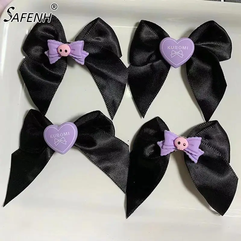 

Black Bow Hair Clip Lolita Hairpin Gothic Skull Heart Decoration Bows Barrettes Big Bow Hairpin Hair Clips JK Hair Accessories