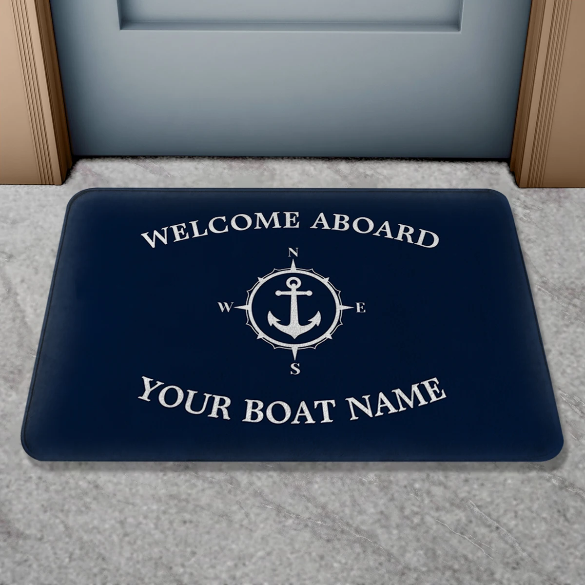 Boat Name Doormat Non-Slip Bath Mat Personalized Welcome Mat Indoor Outdoor
