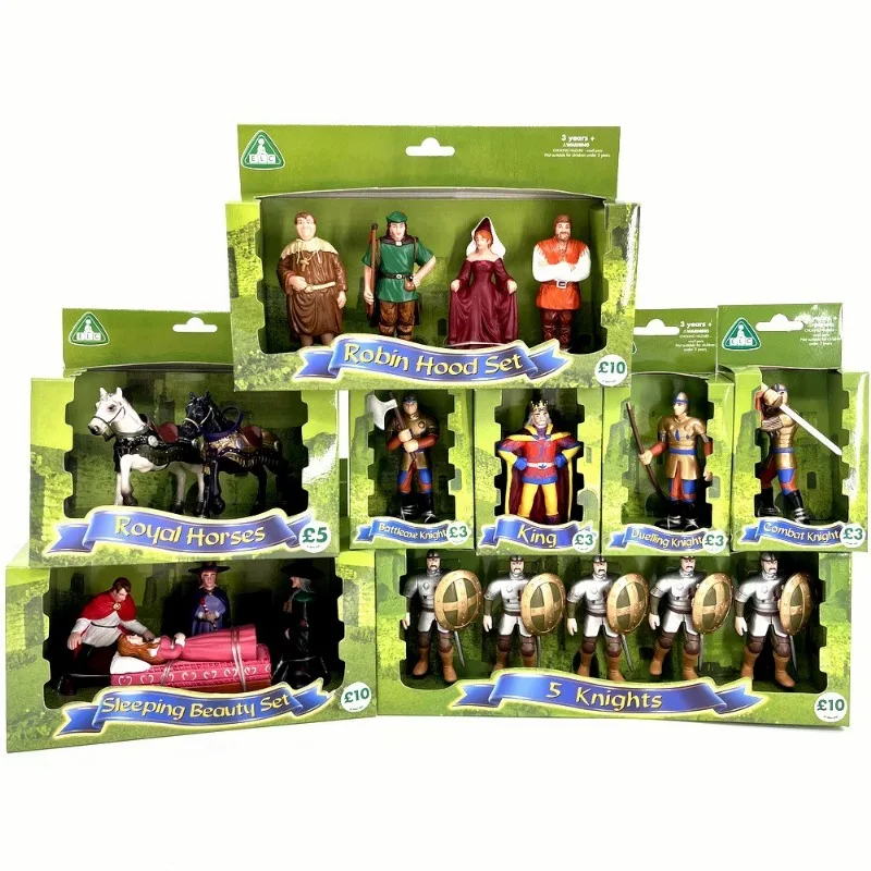 

Cartoon Sleeping Beauty Battleaxe Knight Robin Hood King Royal Horses Action Figures Children's Play House Toys Ornaments Gifts