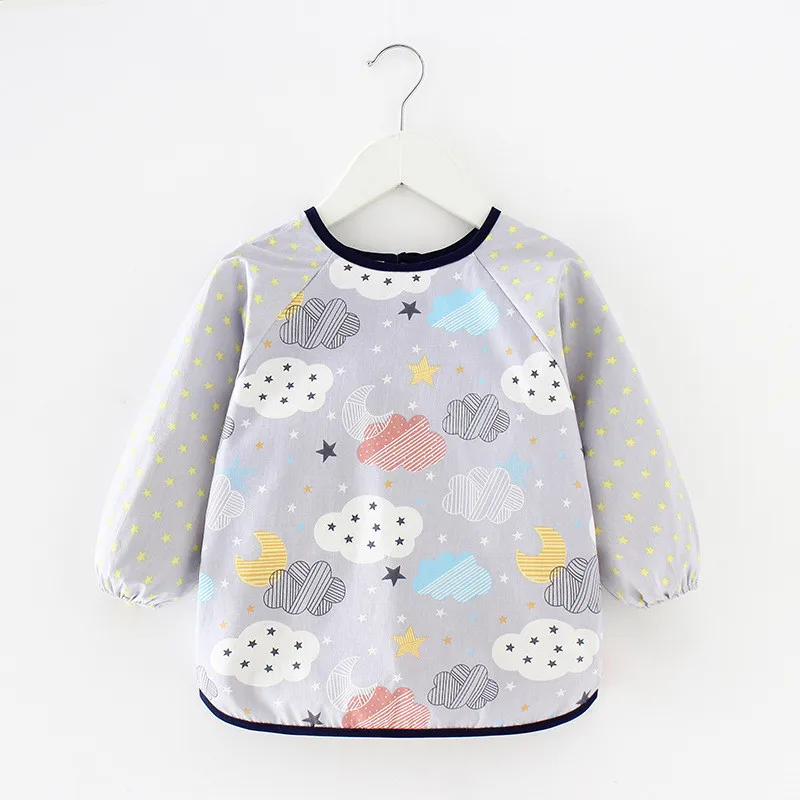 Cute Cartoon Baby Bibs Waterproof Colorful Infant Bib Full Sleeve Gown Children Long Sleeve Apron Coverall Feeding Drawing Bibs baby accessories box