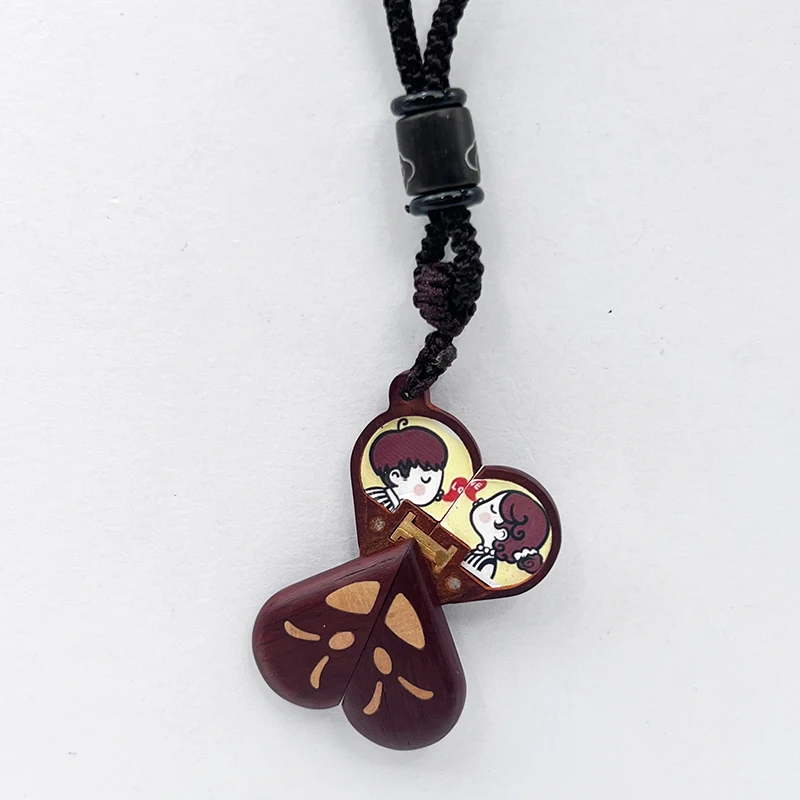The Illusionist Cosplay Wood Necklace Locket Pendant Couple Lovers Custom Photo Handmade Unisex Jewelry Prop 5