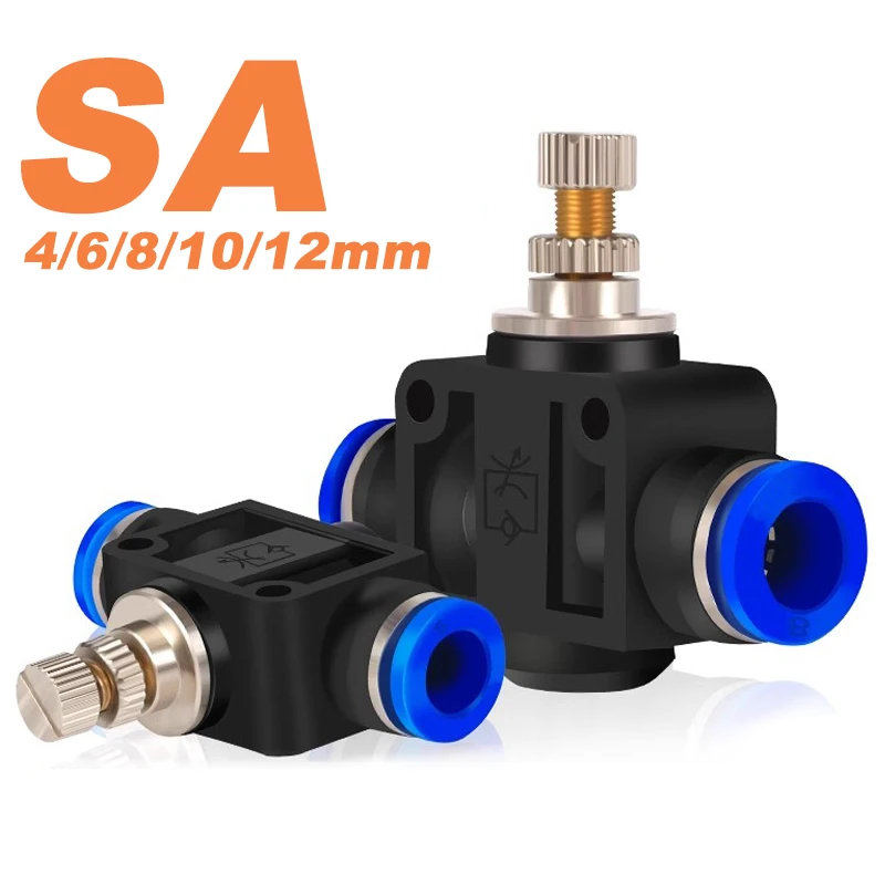 2pcs Air Flow ควบคุมความเร็ววาล์วน้ําท่อ PNEUMATIC PUSH in อุปกรณ์คันเร่งวาล์ว SA 4-12 มม. 1