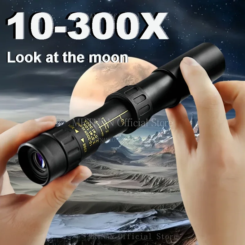منظار تكبير قوي محمول ، منظار أحادي احترافي ، طويل المدى ، 10-300x40 ، منظار عالي الدقة 4K ، مناسب للصيد والتخييم