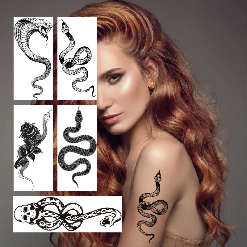 

Snake Series Temporary Tattoo Stickers for Women Men Waterproof False Tattoos Body Art Waists Dark Wine Snakes Tattoo Big Size