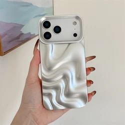 Luxury Matte Silver Water Ripple Shockproof Hard Cover - iPhone 12 Pro Max (Silver)