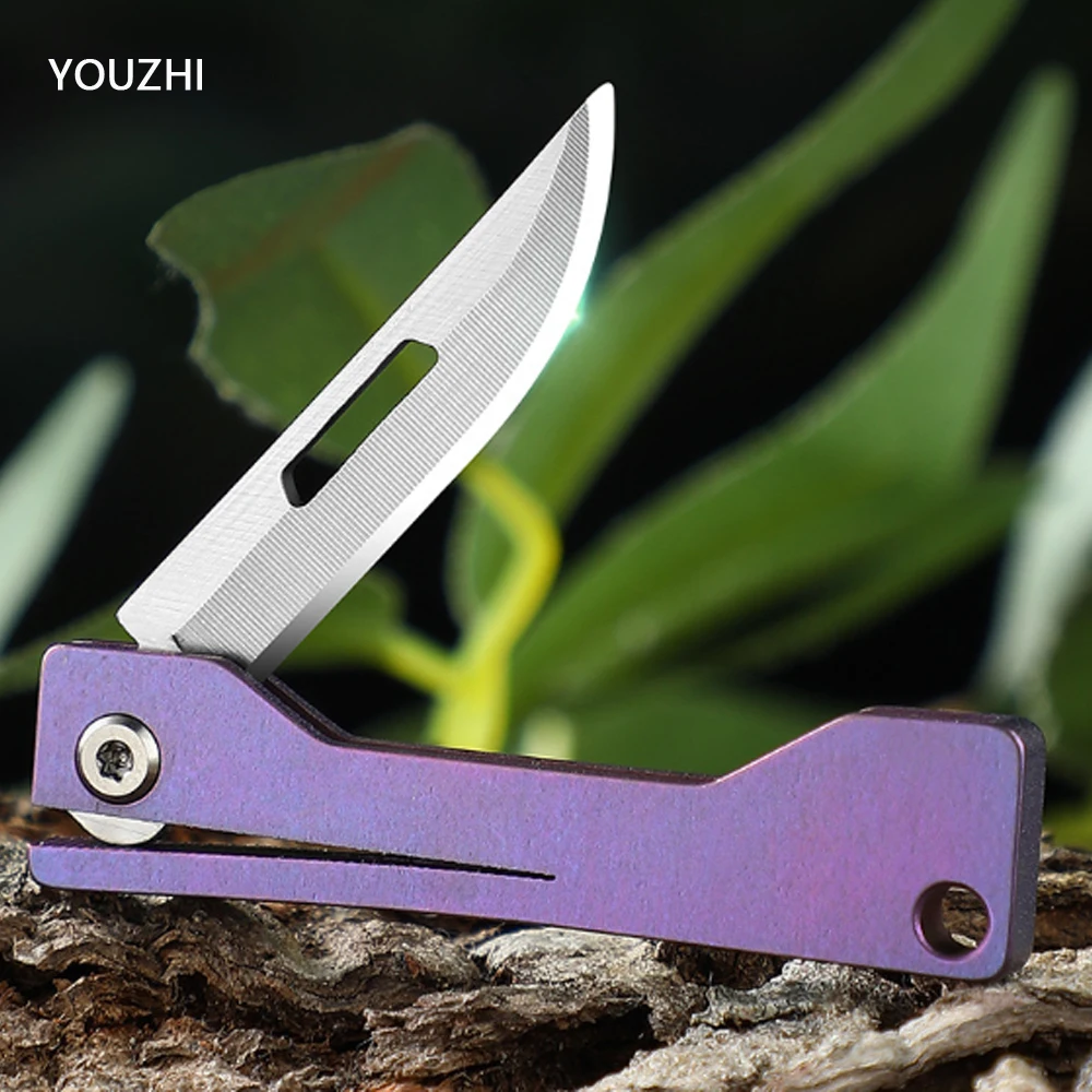 EDCNEWTC4TitaniumAlloyMiniFoldingKnifePortableKeychainPendant