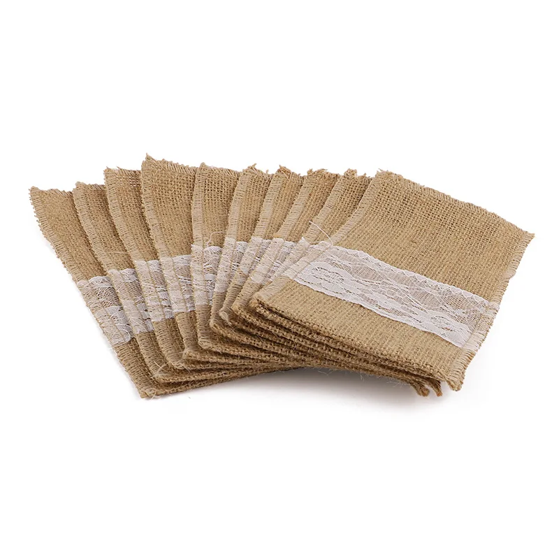 10–30 Stück Vintage-Besteckhalter aus Jute für rustikale Hochzeitstischdekoration, Messer, Gabel, Serviettentasche, Weihnachts- und Geburtstagsparty-Dekoration – Detail 7