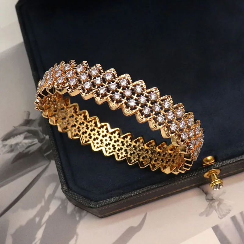 

Lace Mesh Handmade Italian Craft Bracelets Gold Plated Bangles Women's Luxury Jewelry for Arabian Wedding Party