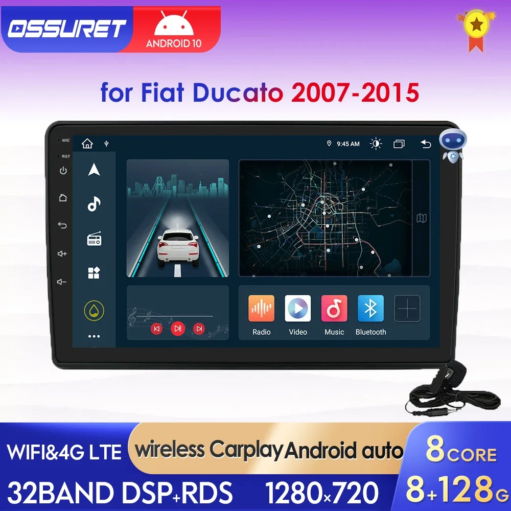 Car Radio Android for Fiat Ducato 2007- 2015 Car Audio Carplay AI Voice Wifi Stereo Multimidia Video Player RDS 2DIN GPS Navi