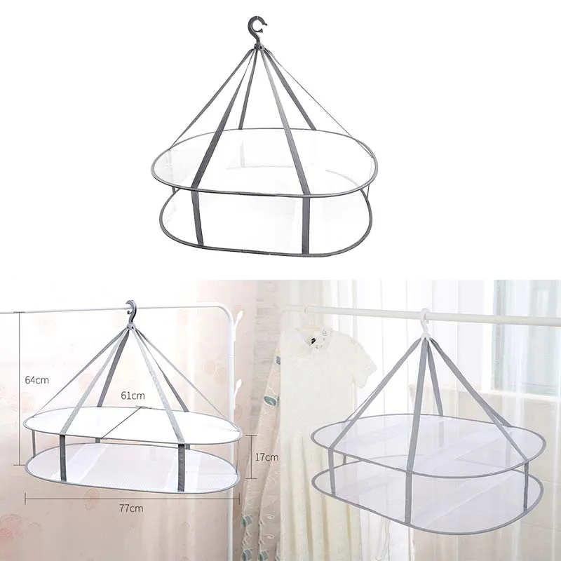Drying Net Drying Basket 2 Layers for Household Folding Clothing Net Sweater Top Anti Deformation Racks clothes drying rack