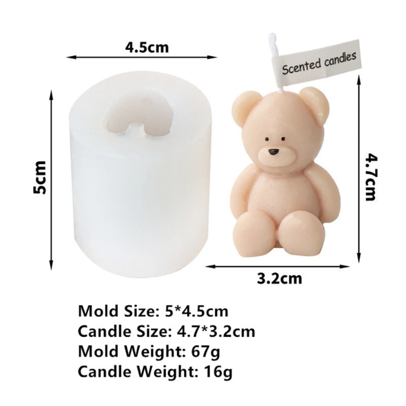 Cute 3D Cartoon Bear Silicone Candle Mold for DIY Scented Candles and Home Decor