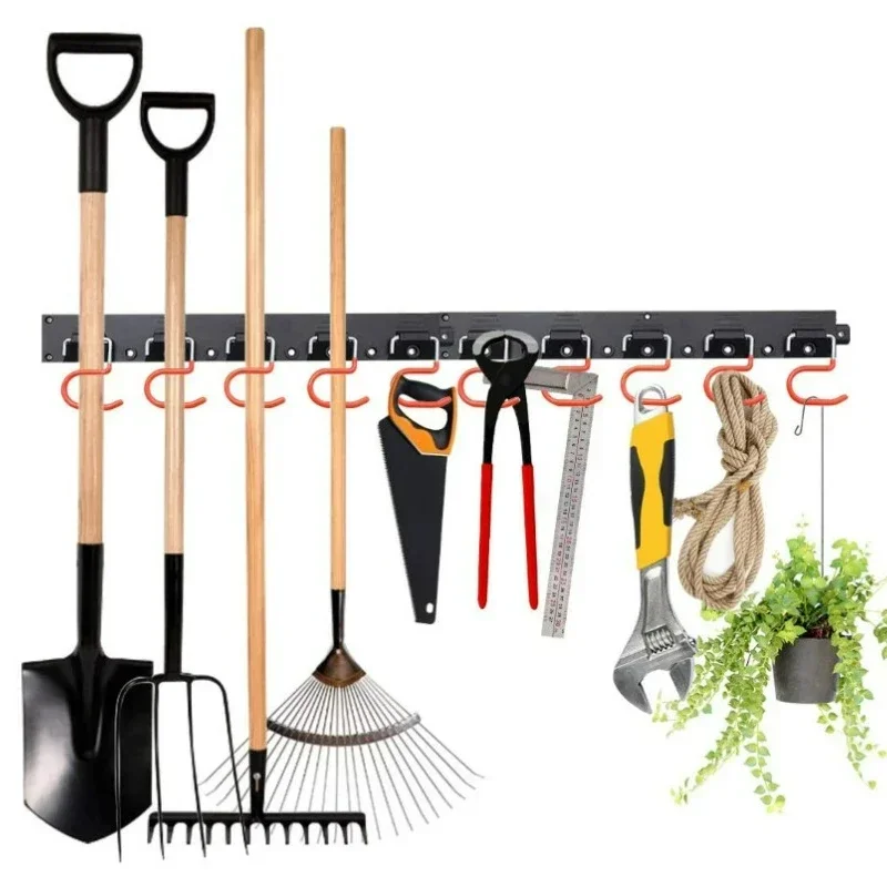 64 Inch Adjustable Storage System Wall Mount Garden Tool Organizer