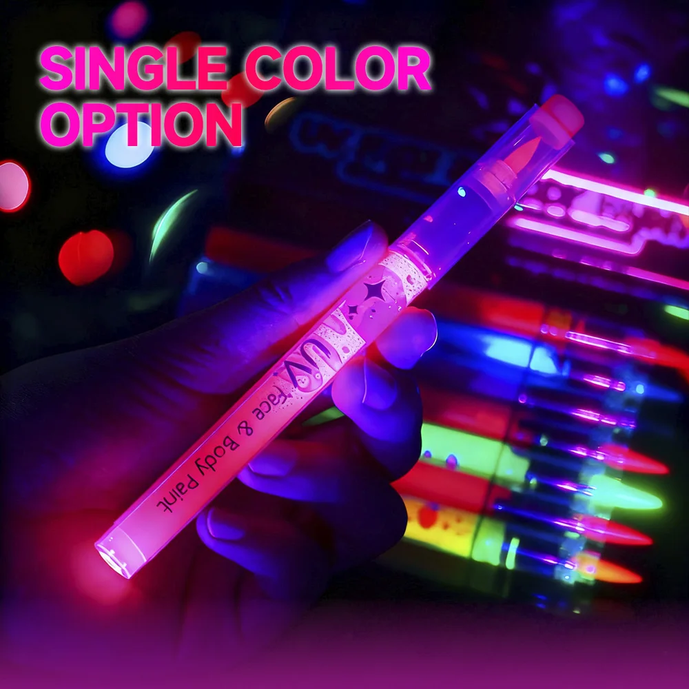 1개 형광펜 발광 형광펜 부드러운 브러시 팁 그림 그리기 CD DIY 피부 할로윈 선물 미술 학교 문구류
