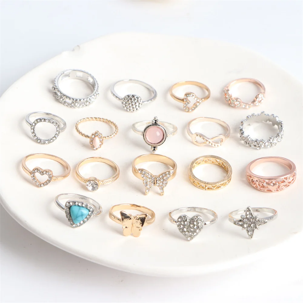 Wedding Rings Womens Ring Finger Rings Jewelry Rings Ring Jewelry 10/20/30/50Pcs/lot Fashion Rhinestone Crystal Rings For Women
