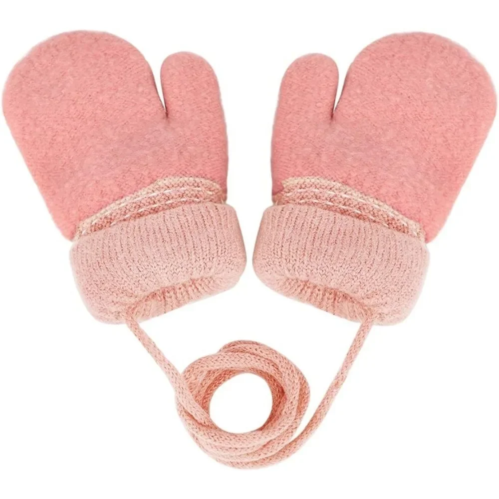 0-3 Jaar Babyhandschoenen Cartoon Baby Wanten Winter Warm Gebreide Kinderen Full Finger Handschoenen Dikker Winter Koraal Fleece Handschoen