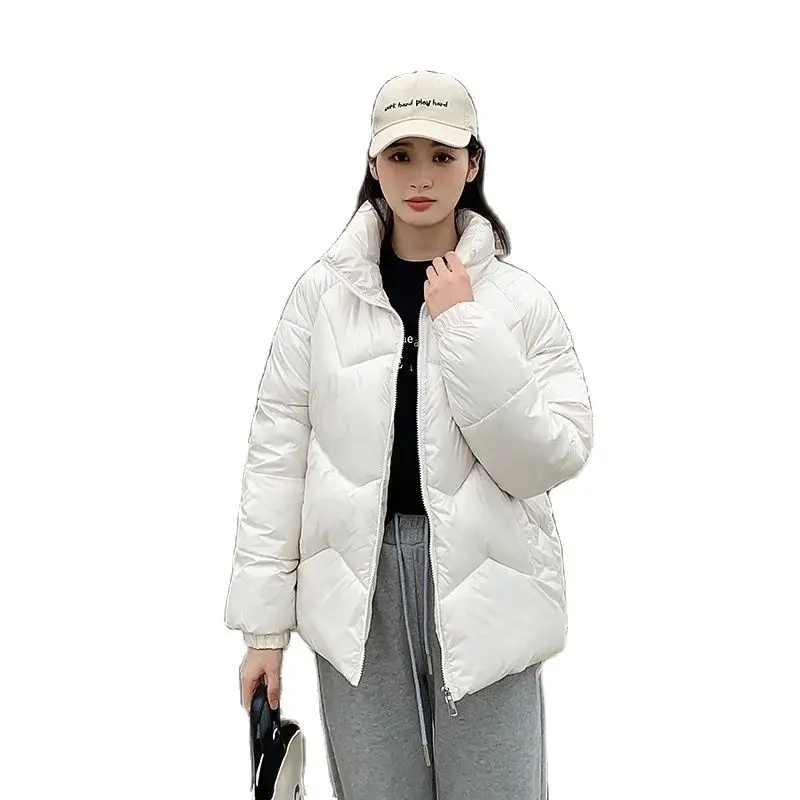 

2023 Winter Off-season Eiderdown Cotton-padded Female Short And Bright Face Korean Fashion Collar Ins Loose Casual Coat