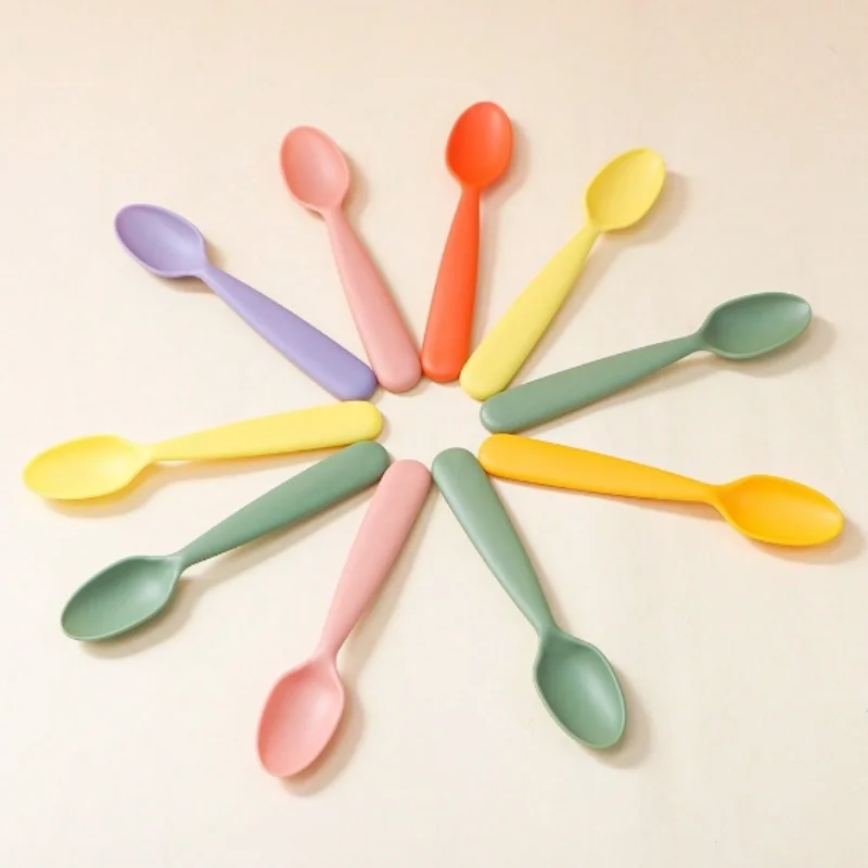 10 pieces of colorful children's dessert spoon random color combination multi-color PP material children's eating spoon