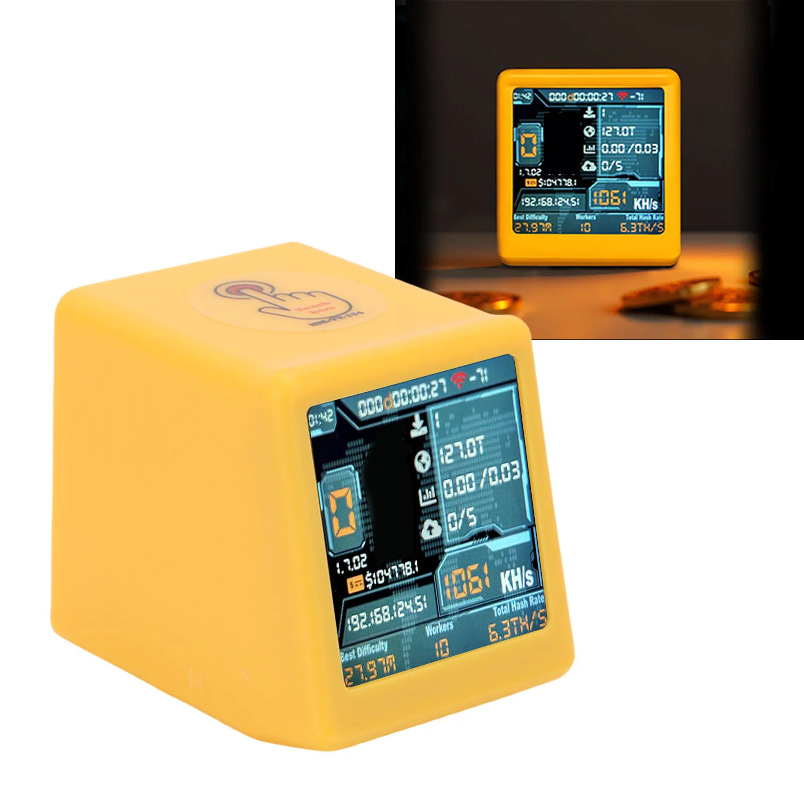 【Hot】Solo Lottery Miner WiFi Bluetooth 1060 KH/s Hashrate Desktop Clock 1.54 Inch Smart Display Cryptocurrency Mining Machine