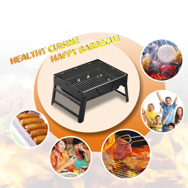 Portable Charcoal BBQ Grill – Foldable Steel Stove for Camping & Outdoor Cooking 2
