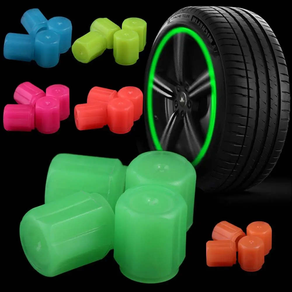 Luminous Car Wheel Tire Valve Caps - Glow-in-the-Dark Stem Covers
