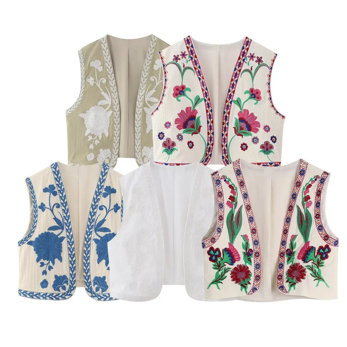 

Spring New Women's Urban Casual Vest With Embroidered Vest