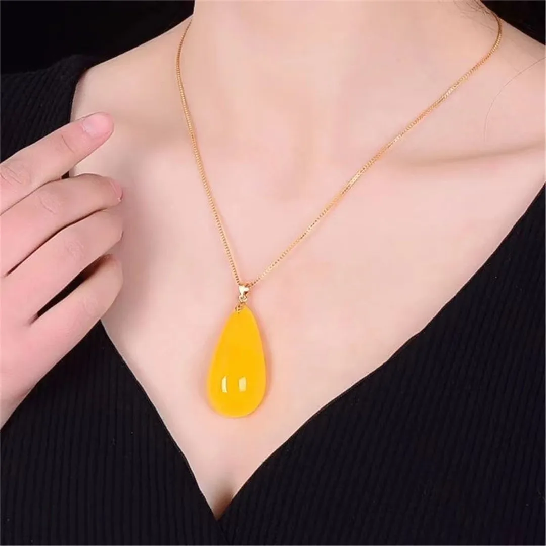 천연 앰비어 펜던트 목걸이, 실버 주얼리, 힐링 크리스탈 뷰티, 사랑 선물, 원석 비즈, 에너지 스톤 AAAAA